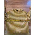 Talbots  Tunic Funnel Neck‎ Mustard Yellow White Striped Size small Cotton Knit Photo 2