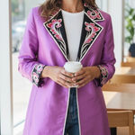 Bob Mackie  100% Silk Jacket Wearable Art Women’s Embroidery Blazer Size Large. Photo 0