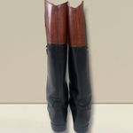 Frye  Melissa Logo Black & Brown Leather‎ Knee High Boots 76436 Women's 6.5 B Photo 5