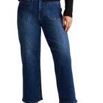 Quince  Bella Stretch Patch Pocket Wide-Leg Cropped Jean High Rise Blue Photo 0