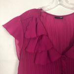 East 5th  Ruffle Pleated Button Down Pink Chiffon Top Size M Photo 2