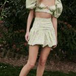 NWT ZARA Pistachio floral print high waist bubble skort sz S Green Photo 1