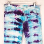 NYC Size 6 Capri Jeans Handmade Tie Dye Chasing Dreams Blue Crop Skinny 1071 Photo 2