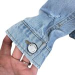 Black Label By C'est Toi Cotton Light Wash Distressed Button Up Jean Jacket Sz S Blue Photo 4