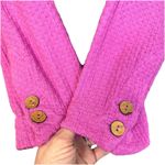 Free People Oversized Cotton Knit Textured Blazer Jacket Size M Pink Boho Career Photo 5