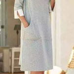 Soft Surroundings Soft‎ Surroundings Women Dress Corryn Gray White Cuff Sweatshirt Kangaroo Pocket Photo 0