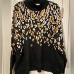 NWT New Directions Size XL Black Leopard Print Mock Neck Tunic Sweater Oversized Photo 0