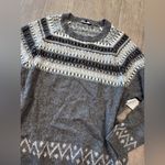 1. State Charcoal and White Patterned Crewneck Sweater Photo 6