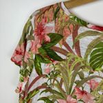 J Jill Love Linen Tropical Floral Tie Front Top Size LP Resort Lightweight Beach Green Photo 1