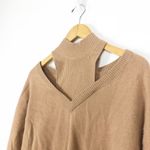 Naadam Cashmere Cutout Turtleneck Sweater Medium Tan Cozy Relaxed Oversized Photo 6