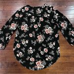 Pink republic black floral vneck top size medium Photo 2