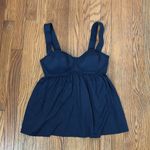 Michael Kors Solids Underwire Baby Doll Tankini Bikini Top Navy Small NWT Blue Photo 1