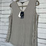 Adrianna Papell Black and White Fitted Sleeveless Striped Tank Top NWT SZ M Photo 7