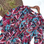 The Pioneer Woman Women’s Shirt Blouse Micro Ruffle Floral Tiered Tunic Size XL Green Photo 1