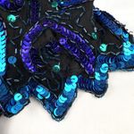 Laurence Kazar  Size Medium Silk Top Heavily Beaded Blue Teal Black Made in India Photo 6