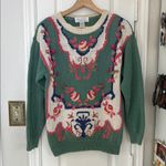 Petite Sophisticate Vintage rose detail embroidered crew neck sweater Photo 1