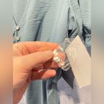 Melrose and Market Blue Peplum BUTTON DETAIL PUFF SLEEVE TOP IN BLUE PROVINCIAL Photo 7