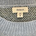 Debut  - Blue Jacquard Butterfly Crew Neck Cropped Sweater - Medium Photo 7