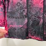 Sami & Jo EUC  women’s black pinkish‎ red velvet paisley corset blouse 3/4 sleeve Photo 2