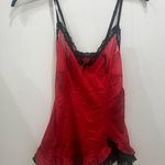 Vintage Faris Red and Black Lace Chemise lingerie nighty baby doll made in USA Size L Photo 2
