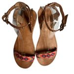 Saks 5th AVe Vintage Havana Cherie Embroidered Sandals Womens size 8 Aztec Boho‎ Orange Photo 10