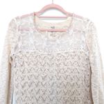 BKE Y2K‎  Womens Sweater Size M Beige Crochet Knit Lace Long Sleeve Boho Cottage Photo 1