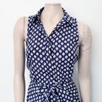 [Michael Michael Kors] Blue Ikat Print Sleeveless Knot Tie Mini Shirt Dress Sz 0 Photo 2