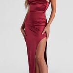 Windsor Lola High Slit Satin Dress Photo 0