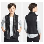 Vince Asymmetric Leather Linen-Blend Vest (M) Photo 2