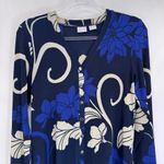 Chico's  Travelers Button Front Cardigan Sweater Blue Floral Print Womens 0 4/6 Photo 1