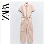 ZARA NWOT  FULL LENGTH GABARDINE JUMPSUIT BLOGGERS FAV Photo 2