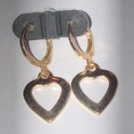 Gold Tone Dainty Boho Heart Hoop Earrings Photo 0