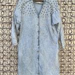 Vintage 80s Monique acid wash denim dress with silver tone giant stud detail Blue Size 12 Photo 1