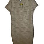 Miss Star Dress Womens Plus 2x Taupe Gold Tone Accent Casual Wavy Design Midi B2 Photo 1