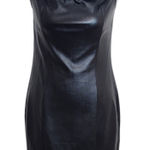 Venus  Black Faux Leather Bodycon Mini Dress NWT Size 6 Photo 0