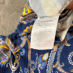 Talbots Petite Small Floral Paisley Print Blue Yellow Button Front Cardigan Photo 4