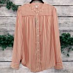 Popsugar NEW  Red and White Candy Striper Long Sleeve Blouse Top Size M Photo 0