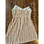 Lush Clothing Lush Mini Dress Women's Small Tie Button Sleeveless Striped Yellow Multi Boho Photo 7
