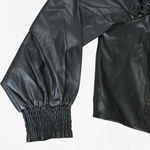 7 For All Mankind 7FAM Black Faux Leather Puff Sleeve Square Neck Corset Crop Top Size XS Photo 3