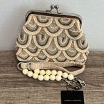 Beaded Cream & Gold Clutch w/ Crossbody Strap ⨠Photo 8