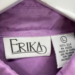 Erika Vintage  100% Silk Blouse Button Down Purple Size L Womens Shirt Long Sleev Photo 2