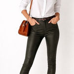 Paige Anthropologie  Hoxton High-Rise Coated Ankle Skinny Olive Jeans Size 29 NWT Photo 0