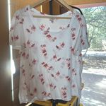 Lucky Brand  Shirt Lightweight Short Flutter Sleeve Tee Size Medium White Multi Photo 3