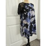 Lucky Brand  Denim Floral Lace Shift Dress Lace Sleeves Size S Photo 1