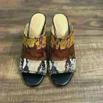 Gibson Latimer  Snakeskin multicolor Leather mule block heels Sz‎ 7 Photo 5