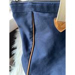 Bass Navy Blue Canvas Tote Bag with Beige Handles Photo 3