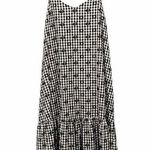 Madewell NWT Gingham Print Ruffle Hem Tent Midi Dress Black & White Size 12 NEW Photo 2