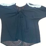 American Dream Black Sheer Cover Up Tunic Crochet Shoulders Lace Detail Size 2X Photo 6
