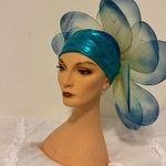 Handmade blue floral hat. This hat was made for the stage in the theater. Photo 1