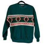 Vintage Sporting Club Candy Cane Hearts Novelty Christmas Sweater Womens Medium Green Photo 0